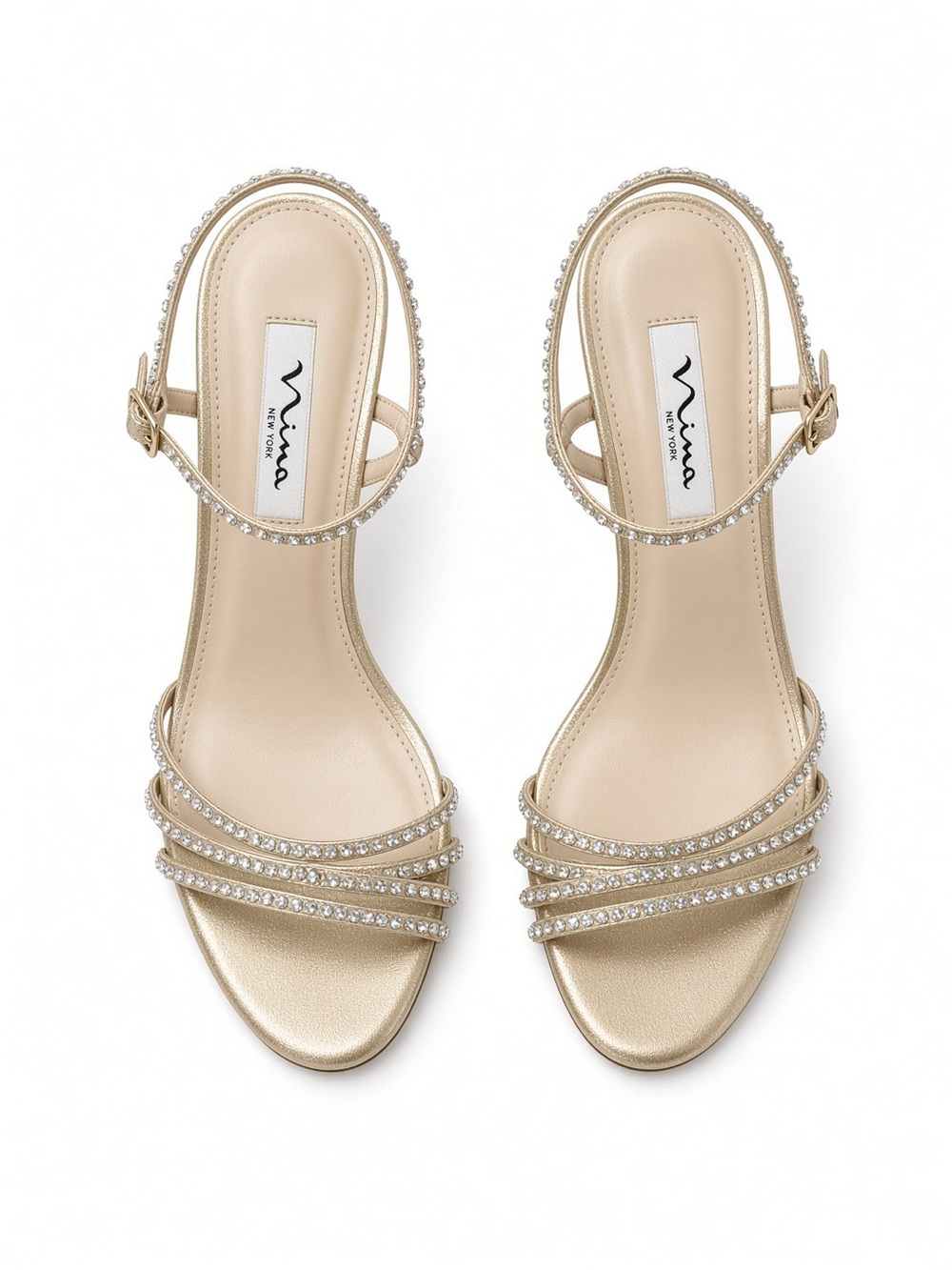 Gold Rhinestone Strappy Nina New York Gold Kitten heel size 8 EU 38.5